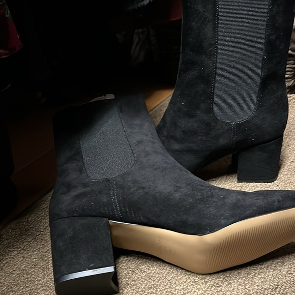 Block Heel Suede Chelsea Booties - Picture 6 of 6